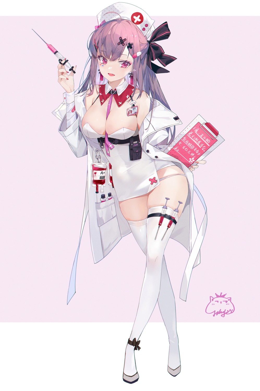 bandages bandaid garter jiujiuyatou_(yayanzz) nurse pantsu thighhighs