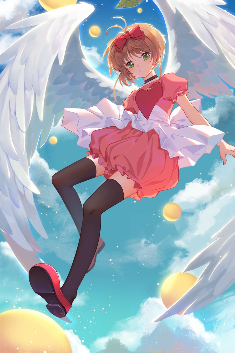 card_captor_sakura duximeng kinomoto_sakura thighhighs wings