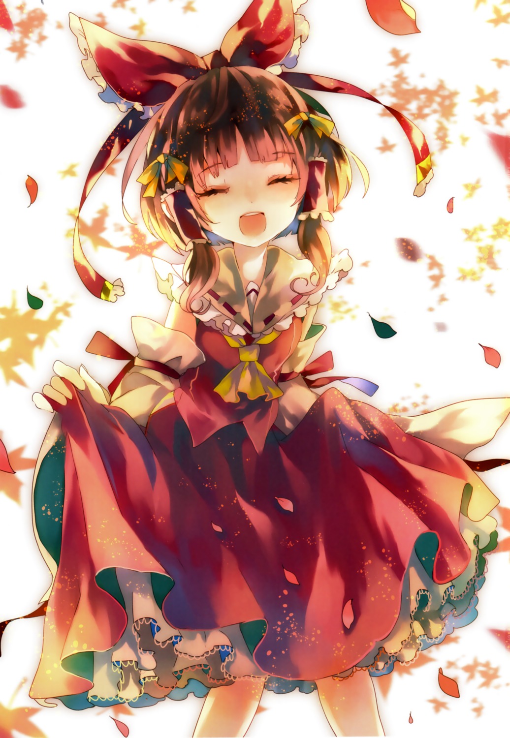 cha_goma hakurei_reimu miko skirt_lift touhou