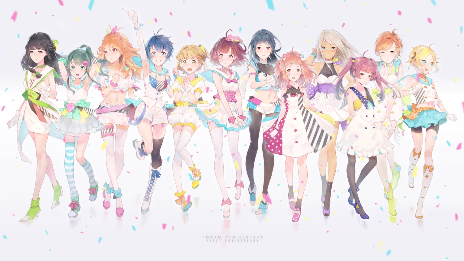 alessandra_susu cleavage dress ekao harumi_kajika harumi_sawara harumi_shinju heels kamishiro_sui kasukabe_haru kuonji_shizuka nonohara_hime pantyhose serizawa_momoka tendouji_musubi thighhighs tokyo_7th_sisters tsunomori_rona usuta_sumire wallpaper