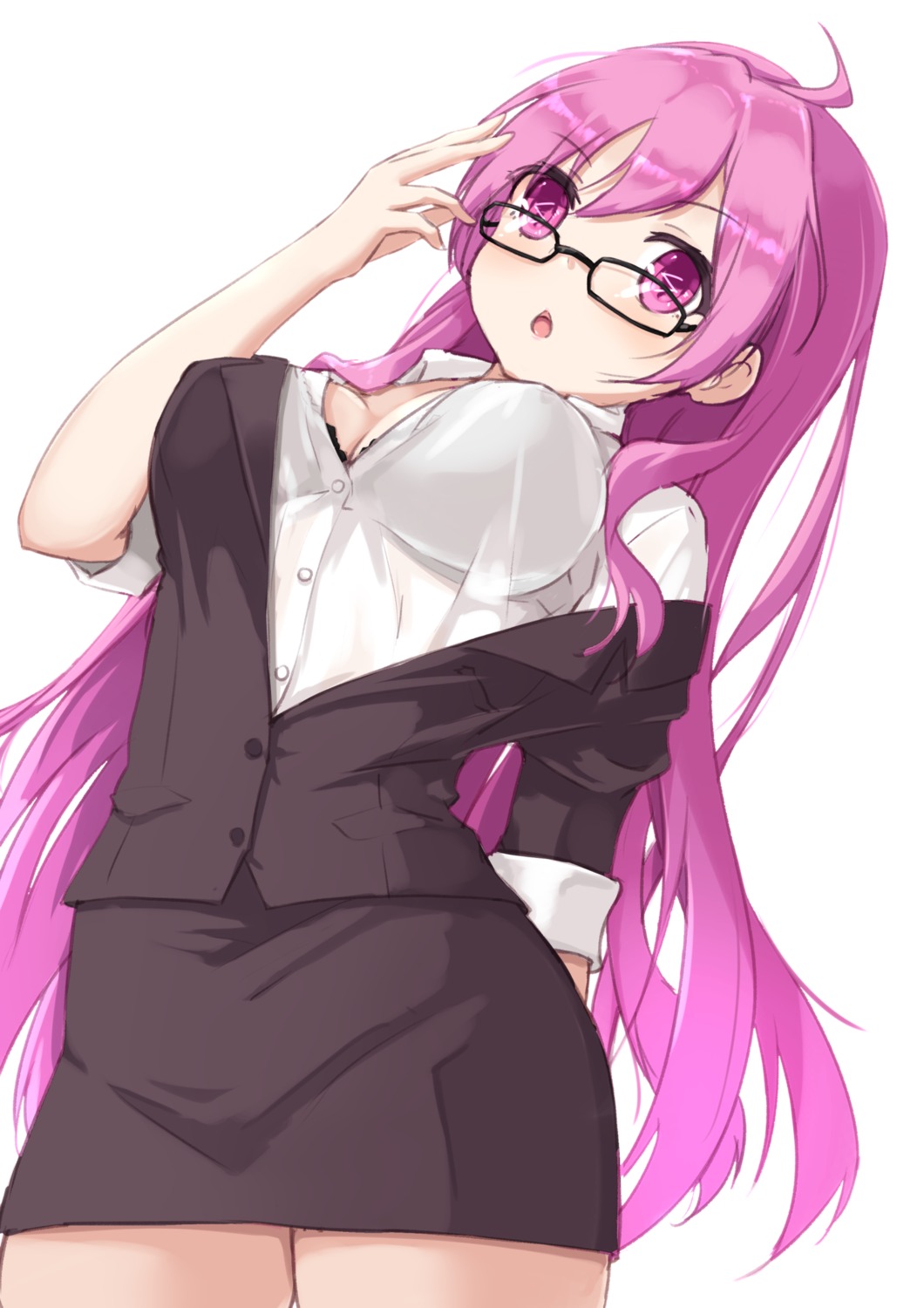 bra business_suit kuro_(be_ok) megane open_shirt rasis sound_voltex