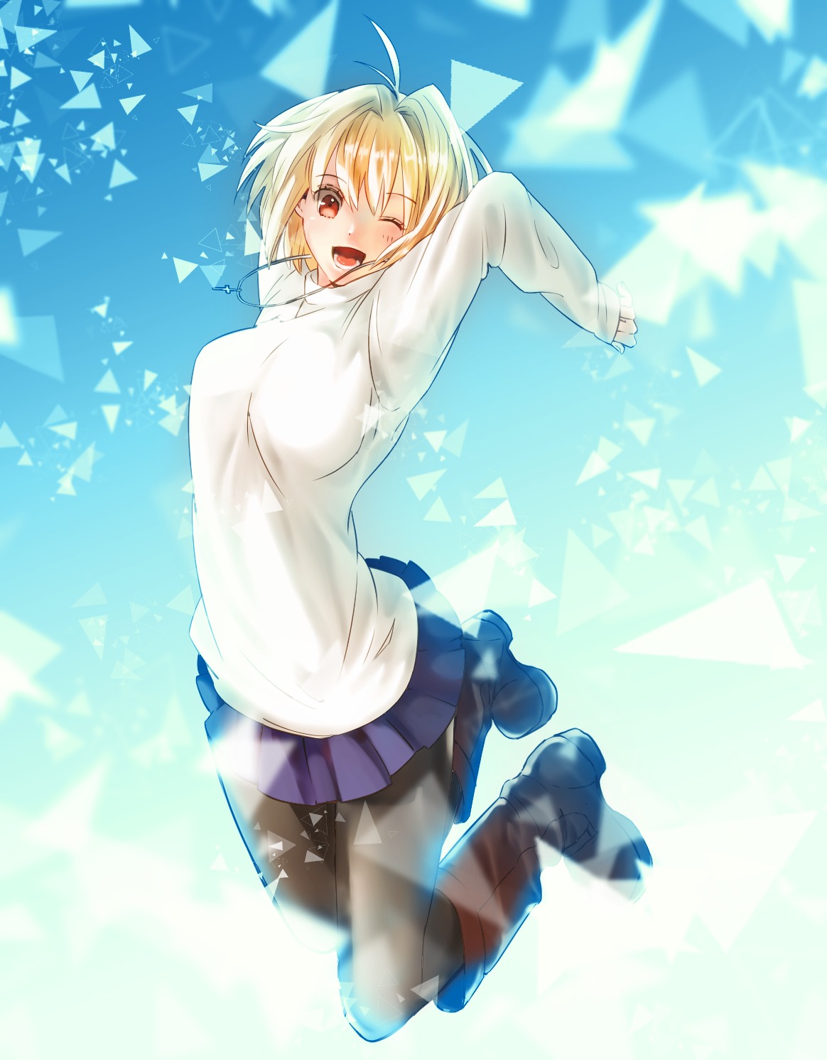 adachi_imaru arcueid_brunestud heels pantyhose sweater tsukihime