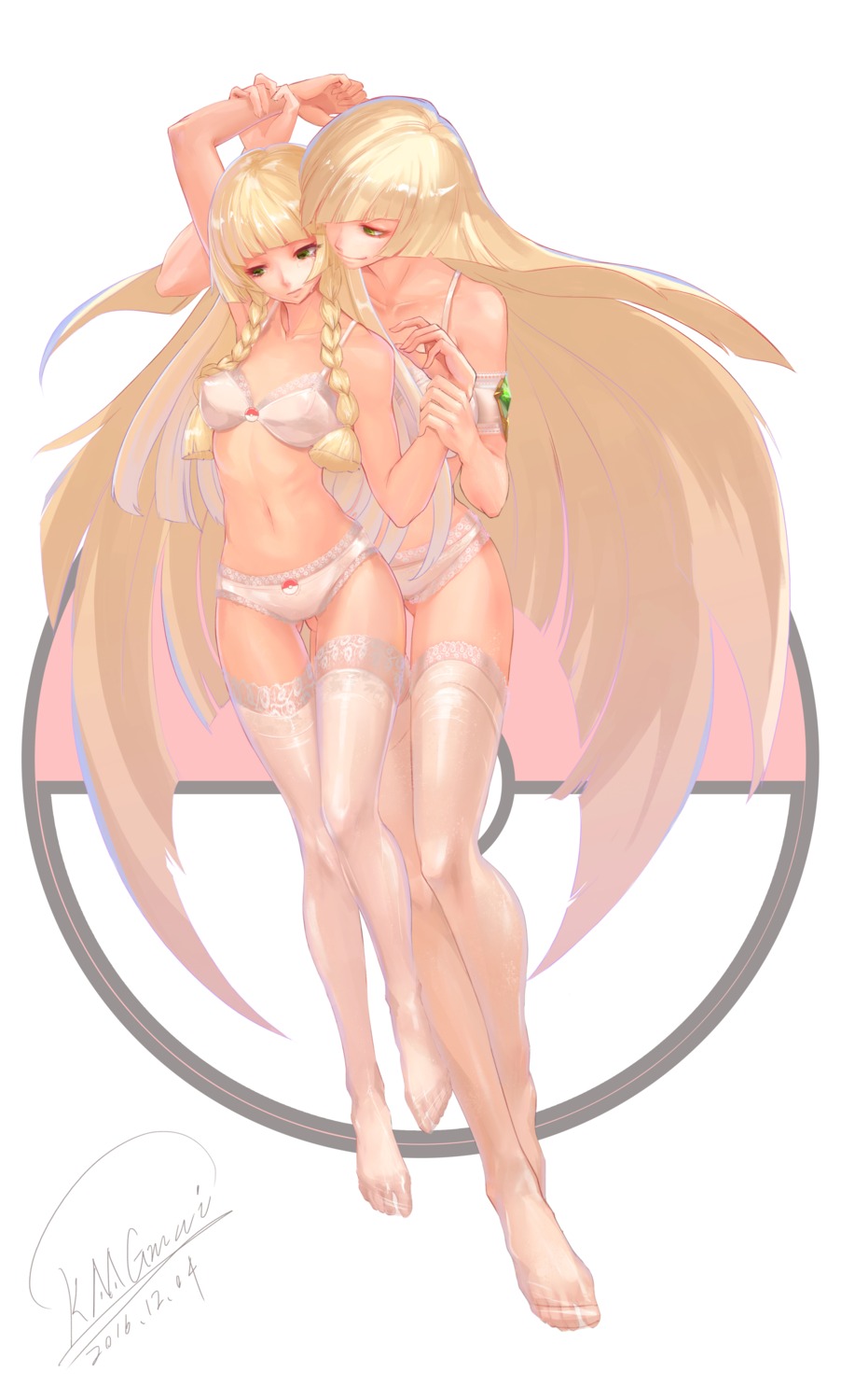 bra lillie_(pokemon) lusamine_(pokemon) pantsu pokemon pokemon_sm pokemon_usum shou_mai thighhighs