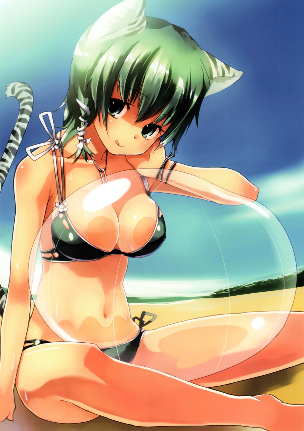 animal_ears bikini cleavage nekomimi refeia swimsuits tail toranoana