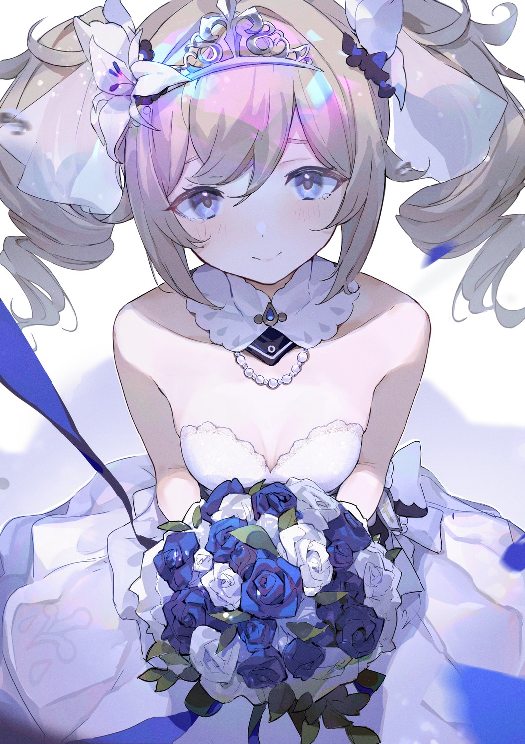 barbara_(genshin_impact) dress genshin_impact luelue_zi no_bra wedding_dress