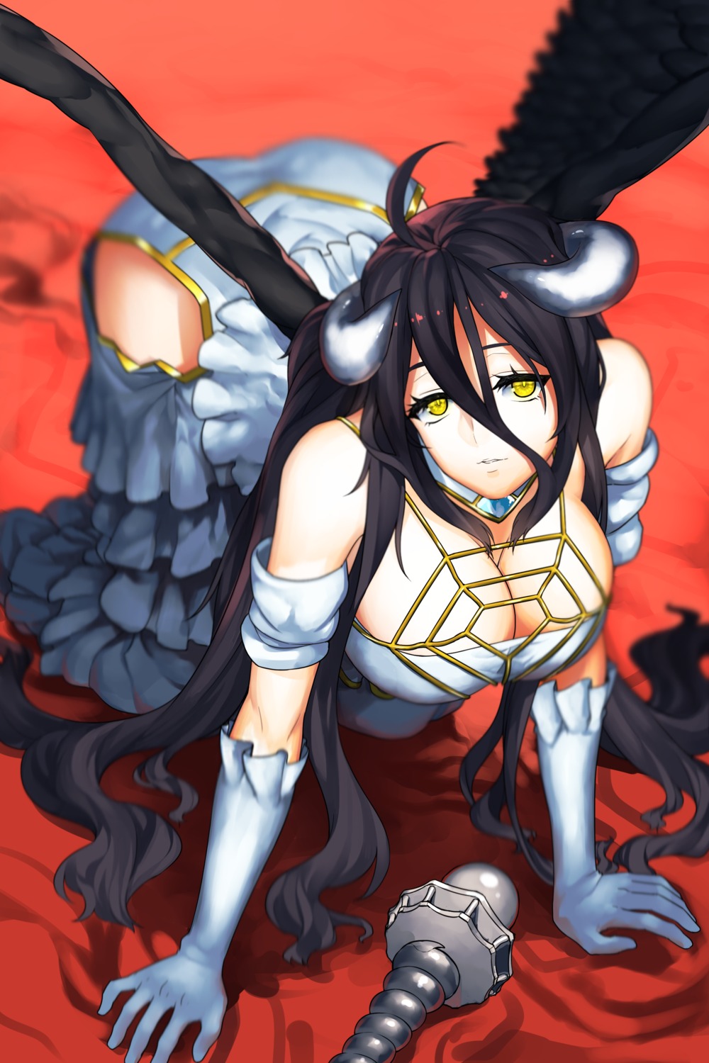 albedo_(overlord) cleavage dress harumaki-0327 horns overlord wings