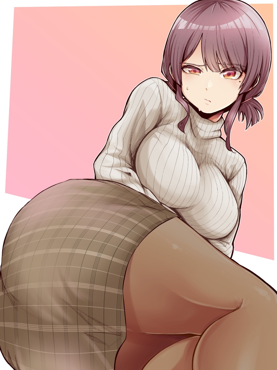 ass breast_hold pantyhose sweater tokufumi