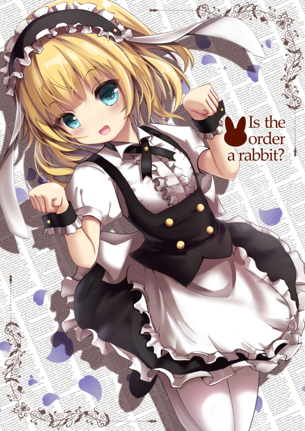 animal_ears bunny_ears gochuumon_wa_usagi_desu_ka? kirima_sharo maid missile228 pantyhose skirt_lift