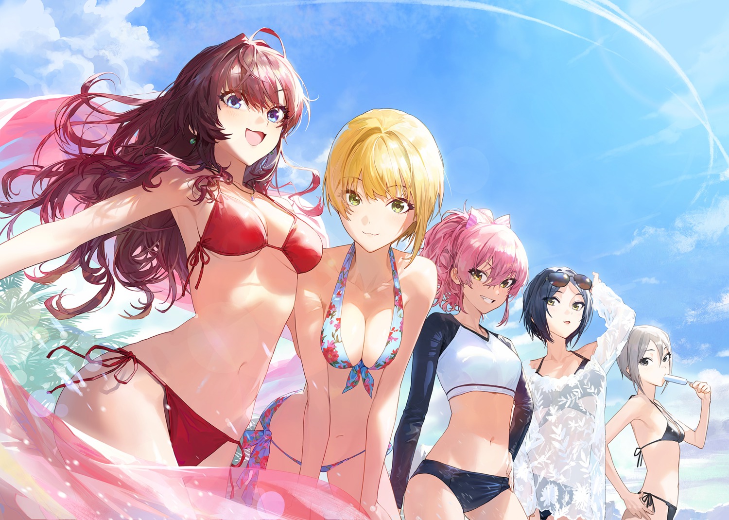 bikini hayami_kanade ichinose_shiki jougasaki_mika megane miyamoto_frederica modare see_through shiomi_shuuko swimsuits the_idolm@ster the_idolm@ster_cinderella_girls