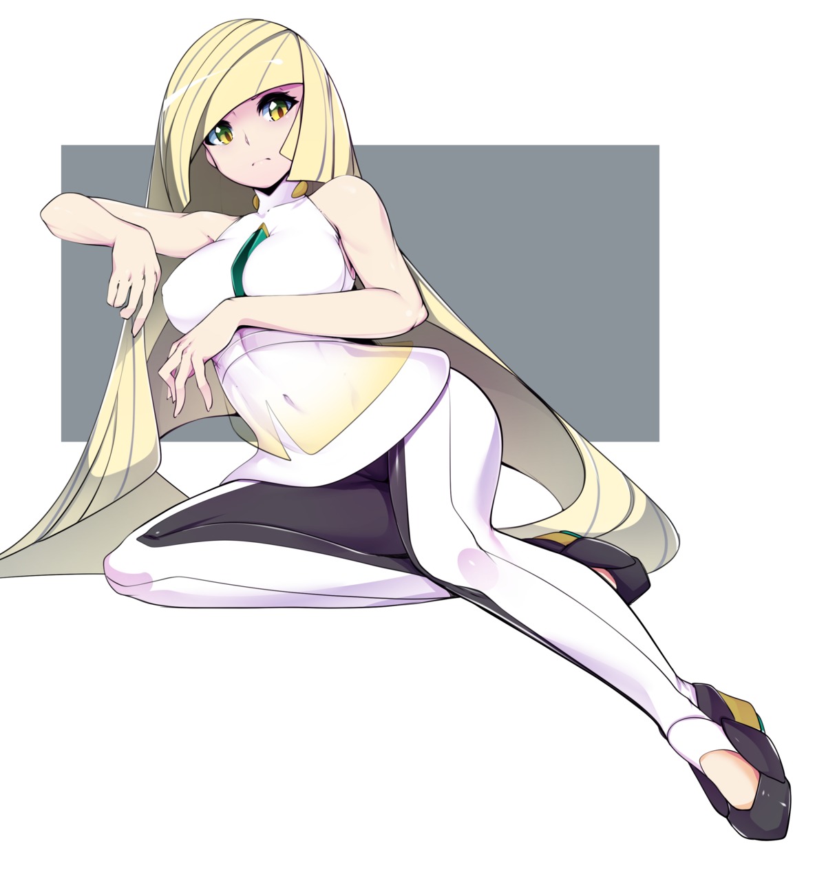 breast_hold heels lusamine_(pokemon) pokemon pokemon_sm pokemon_usum slugbox