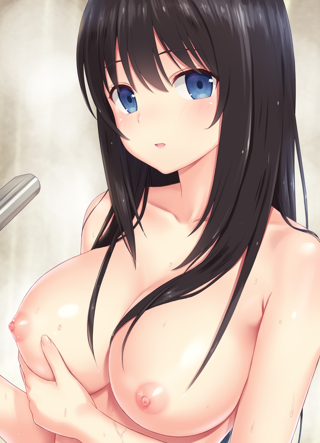 bathing breast_hold n.g. naked nipples wet