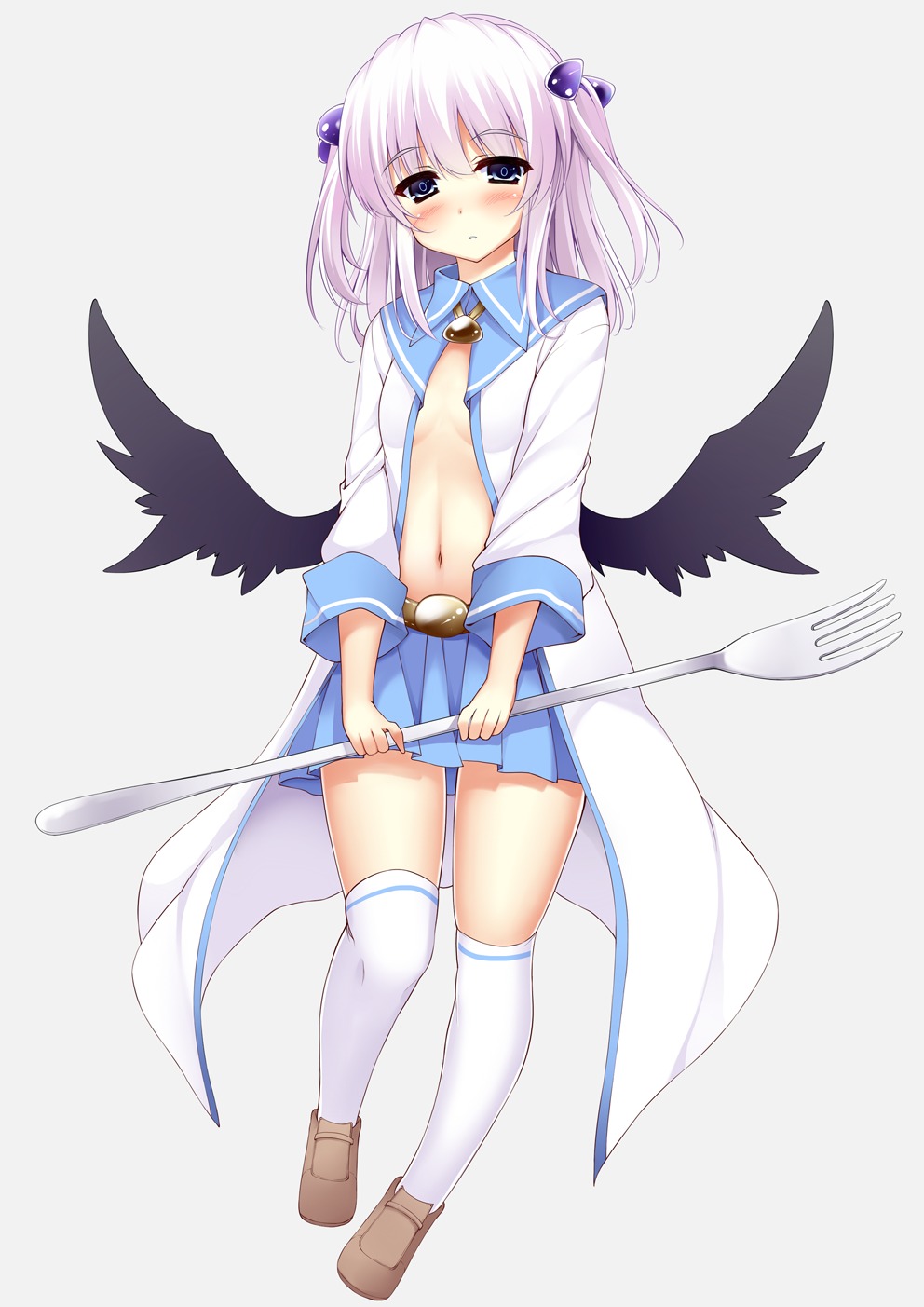 no_bra open_shirt seifuku torisukerabasu underboob wings