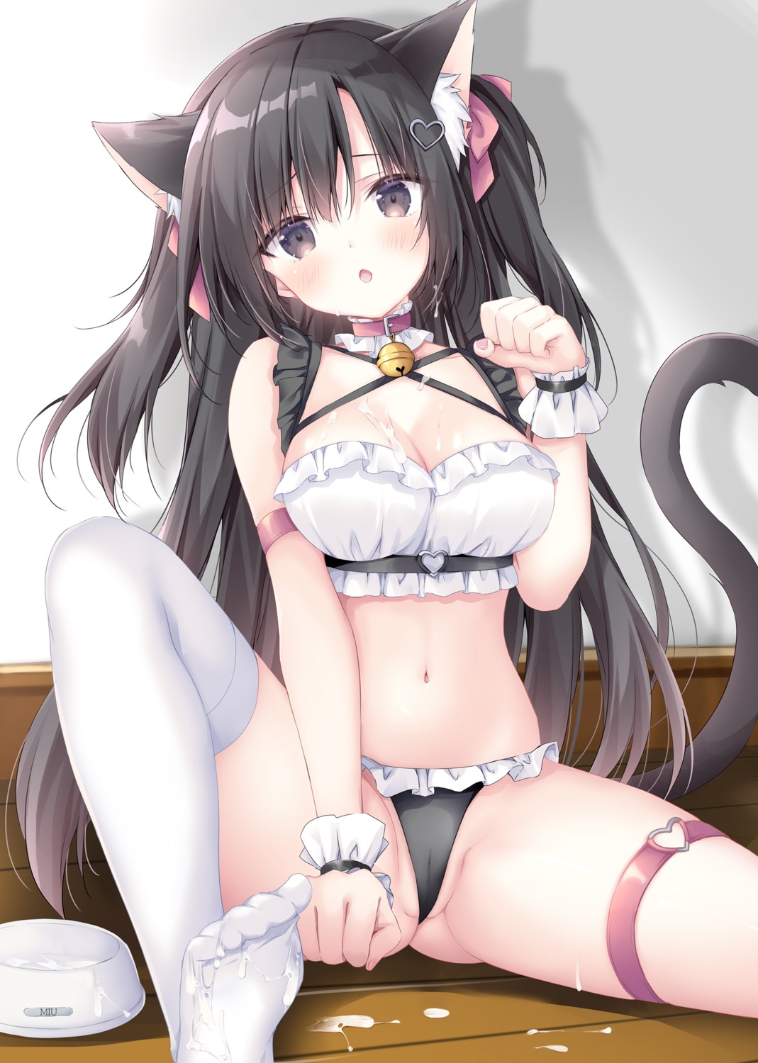 animal_ears bra cameltoe cream feet garter korie_riko nekomimi pantsu tail thighhighs thong