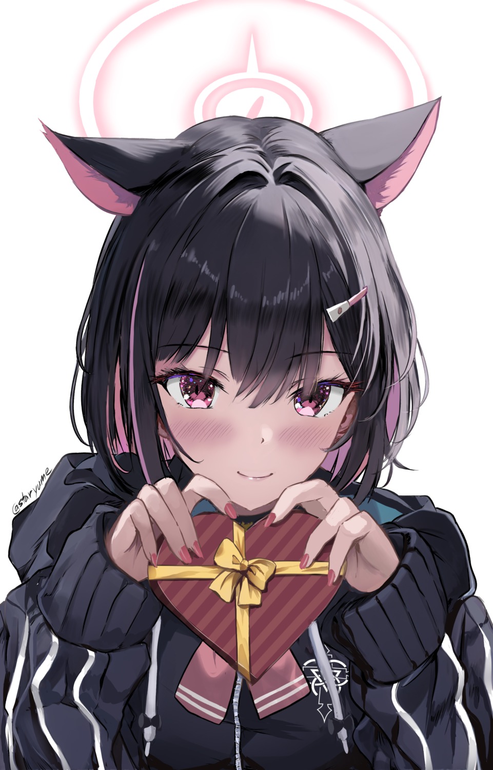 animal_ears blue_archive halo kyouyama_kazusa nekomimi seifuku staryume valentine