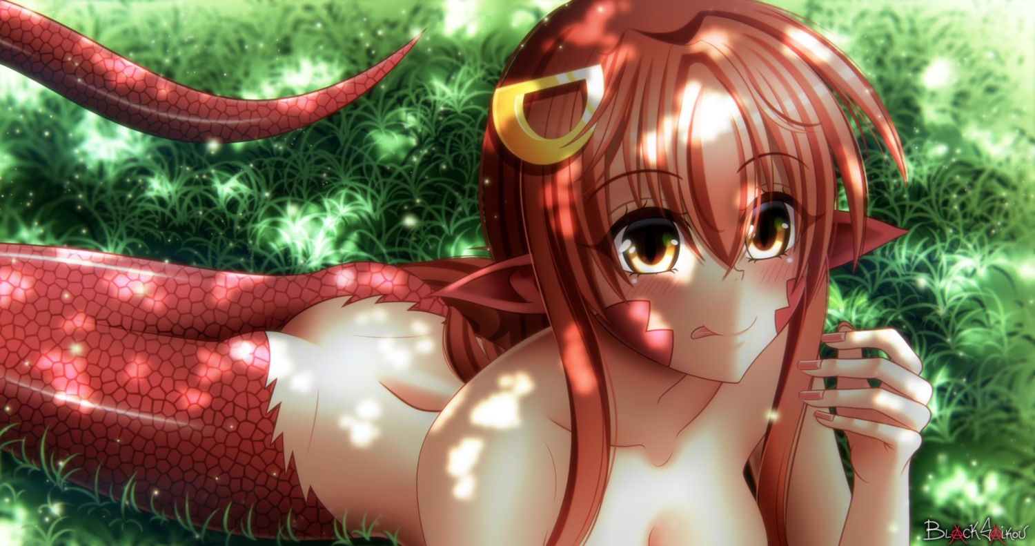 ass blacksaikou miia_(monster_musume) monster_girl monster_musume_no_iru_nichijou naked pointy_ears tail