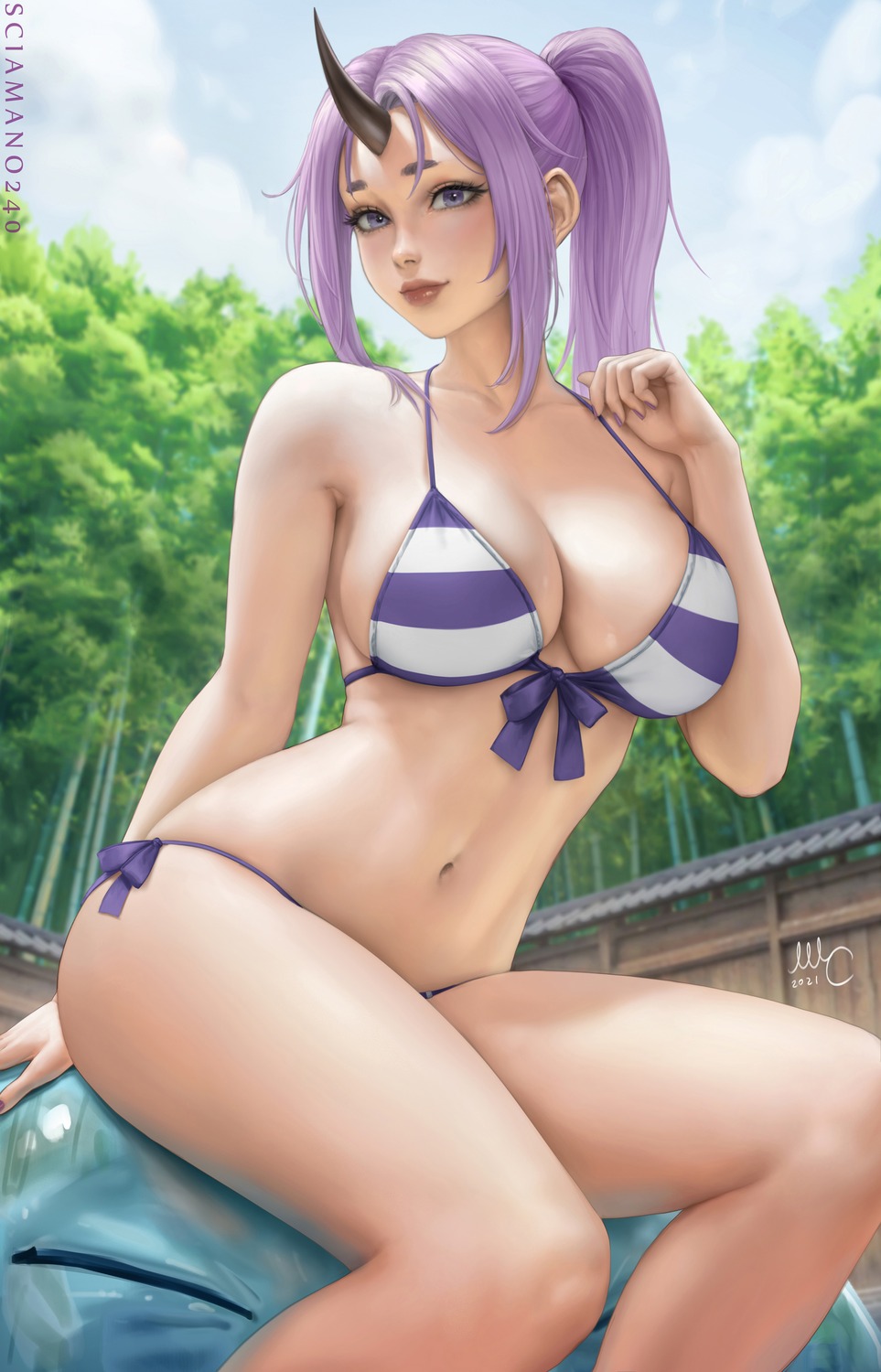 bikini bikini_top breasts horns mirco_cabbia shion_(tensura) swimsuits tensei_shitara_slime_datta_ken