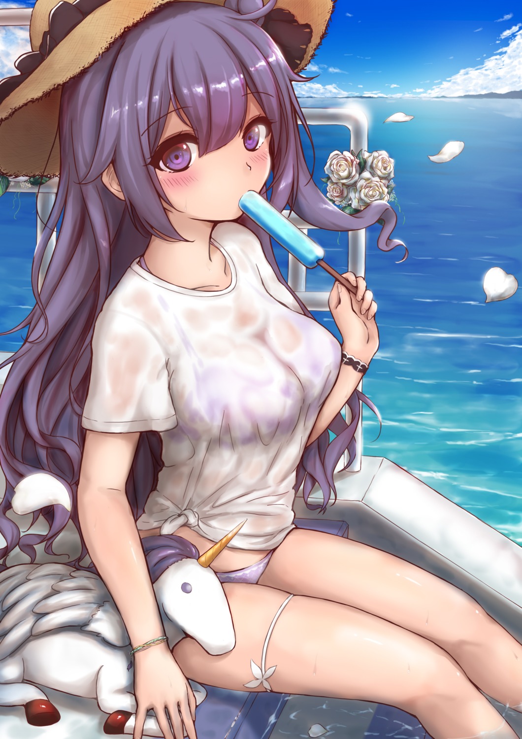 azur_lane bikini garter see_through swimsuits unicorn_(azur_lane) wet wet_clothes yamataka