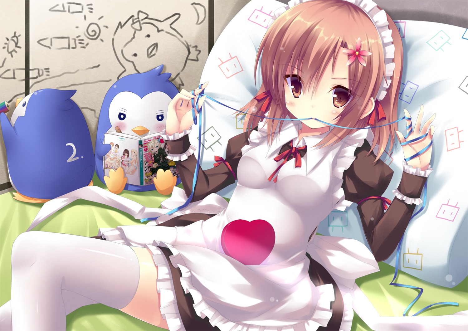 boku_wa_tomodachi_ga_sukunai huohai kusunoki_yukimura maid mawaru_penguindrum penguin thighhighs