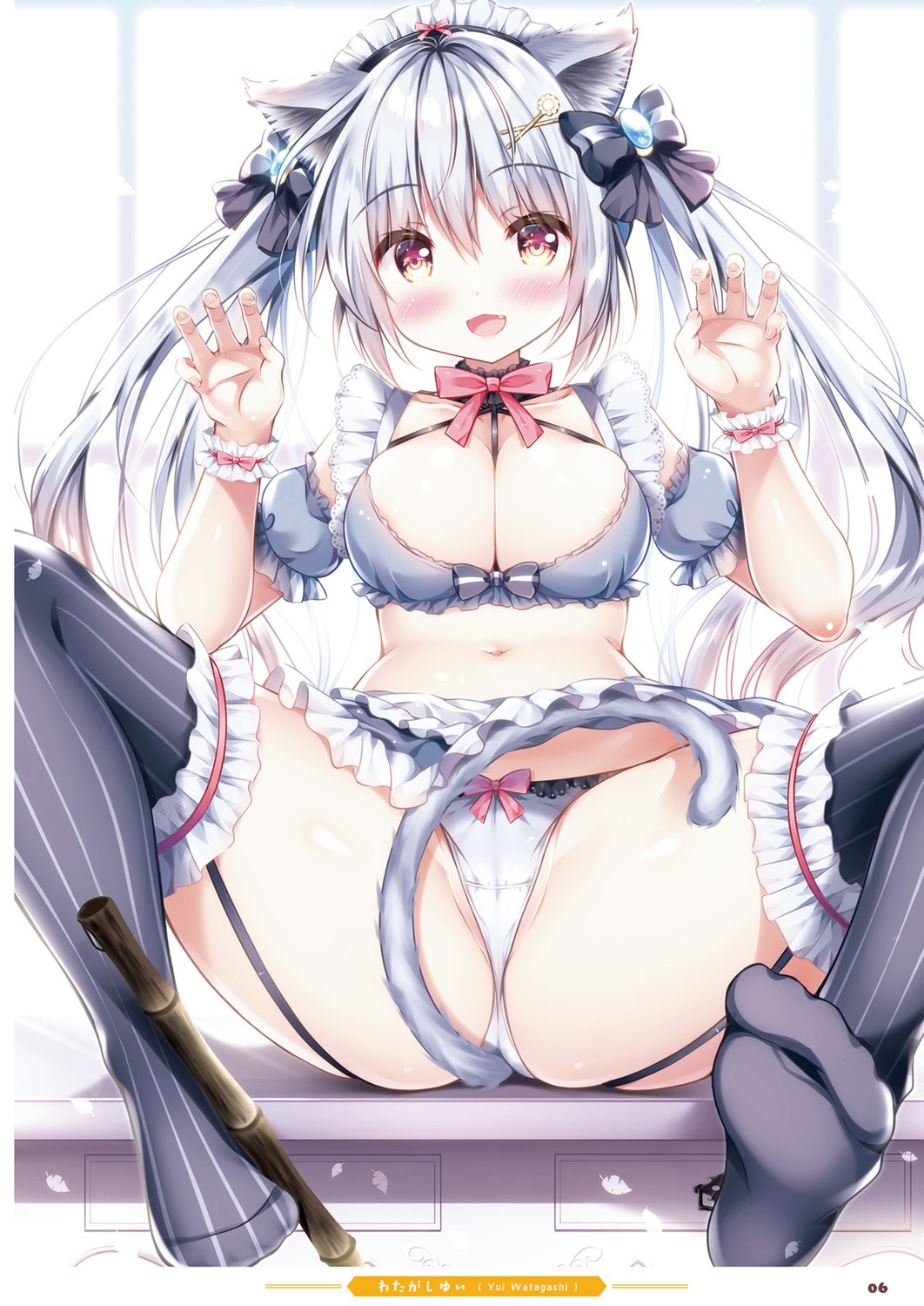 animal_ears bikini cameltoe feet maid nekomimi stockings swimsuits tail thighhighs watagashi_yui