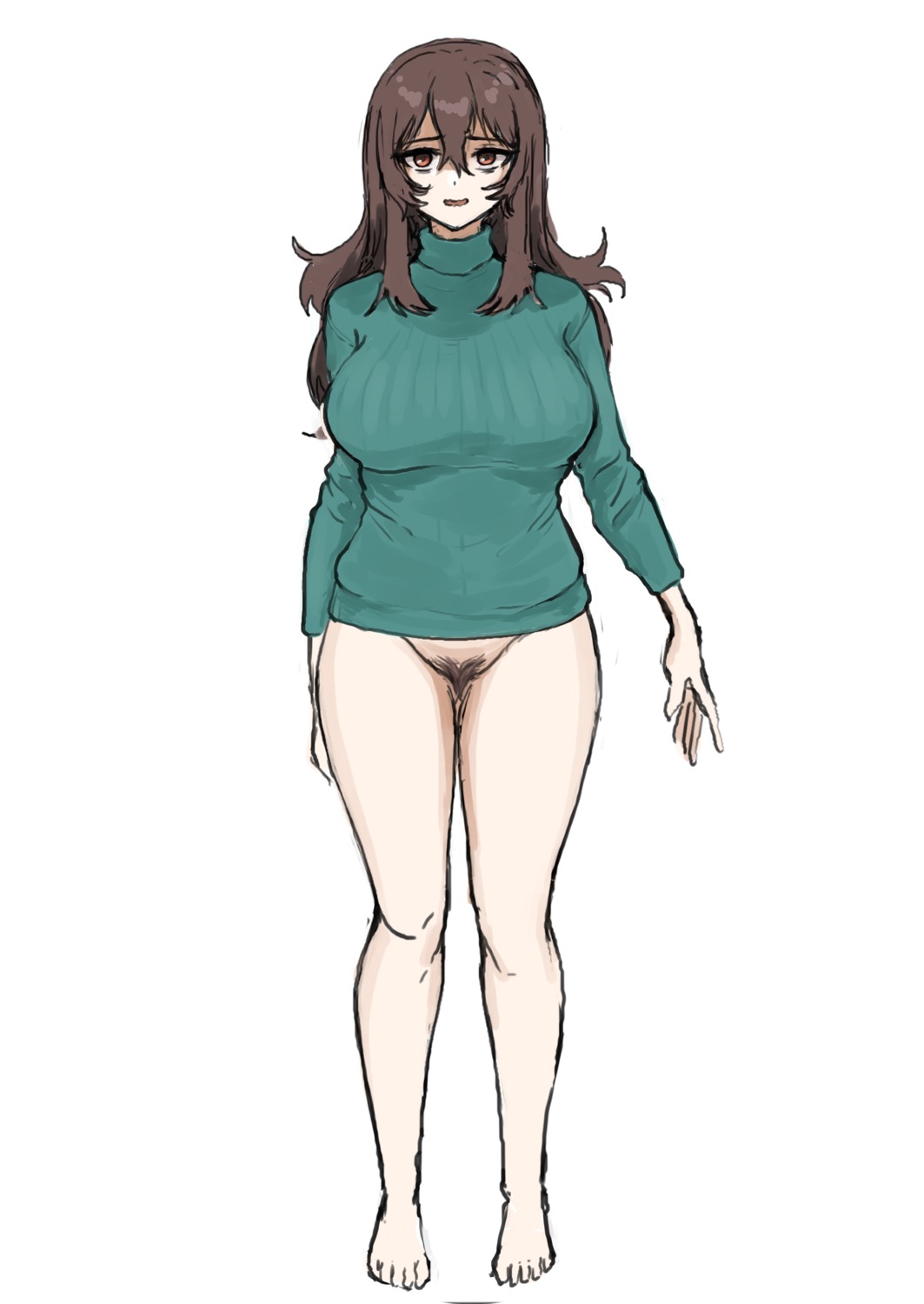 bottomless pubic_hair sketch sweater ushimochi