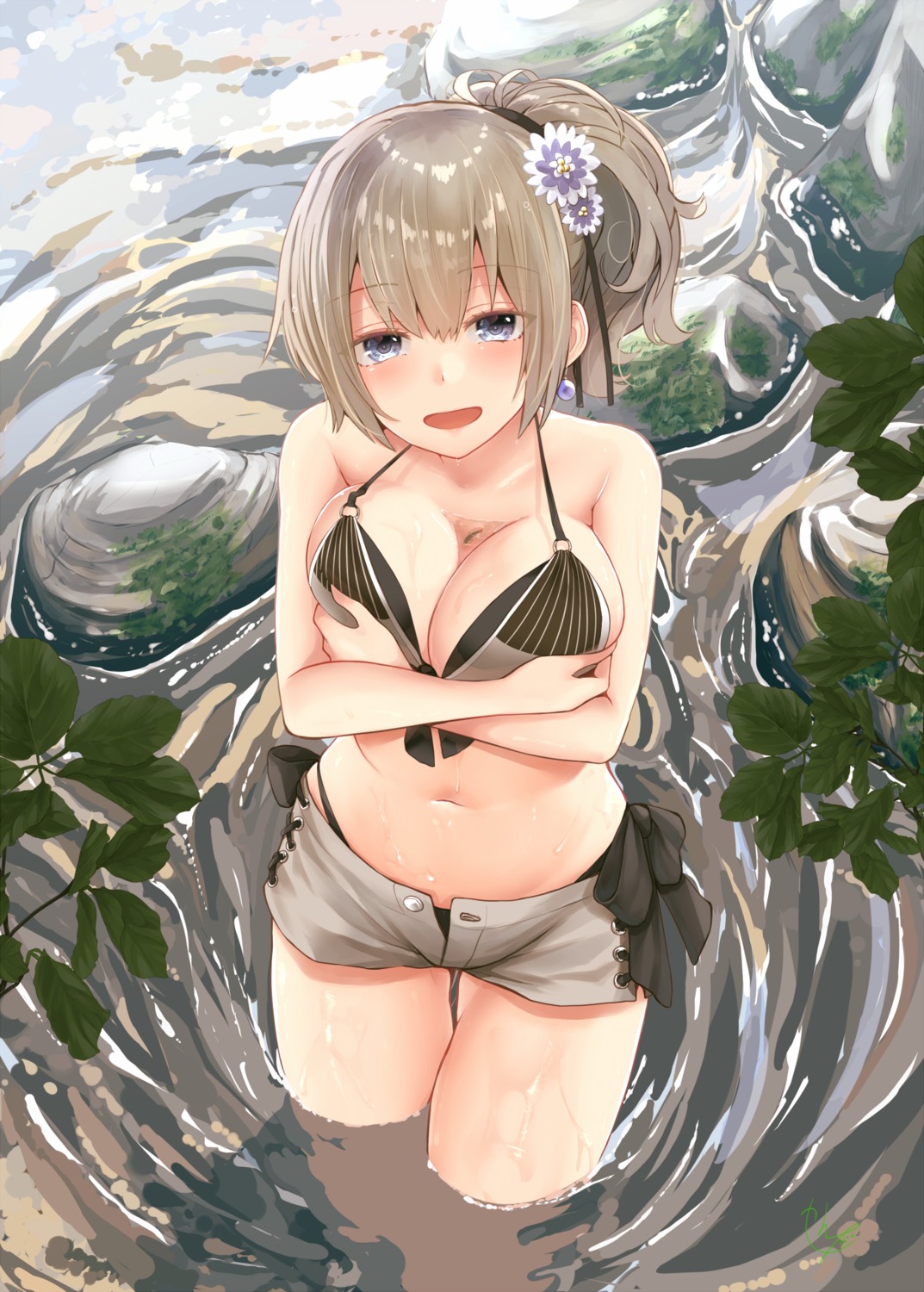 bikini breast_hold narushima_kanna swimsuits wet