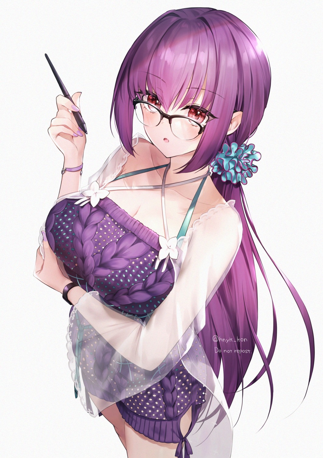 dress fate/grand_order hane_yuki megane scathach_skadi see_through sweater