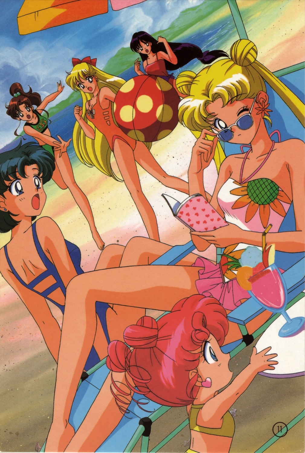 aino_minako bikini chibichibi hino_rei kino_makoto mizuno_ami sailor_moon swimsuits tsukino_usagi