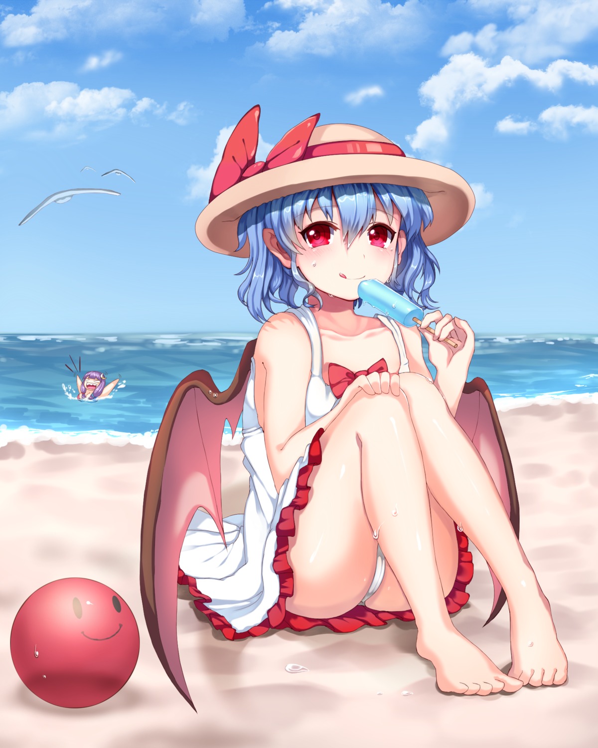 cameltoe dress pantsu papo patchouli_knowledge remilia_scarlet summer_dress touhou wings