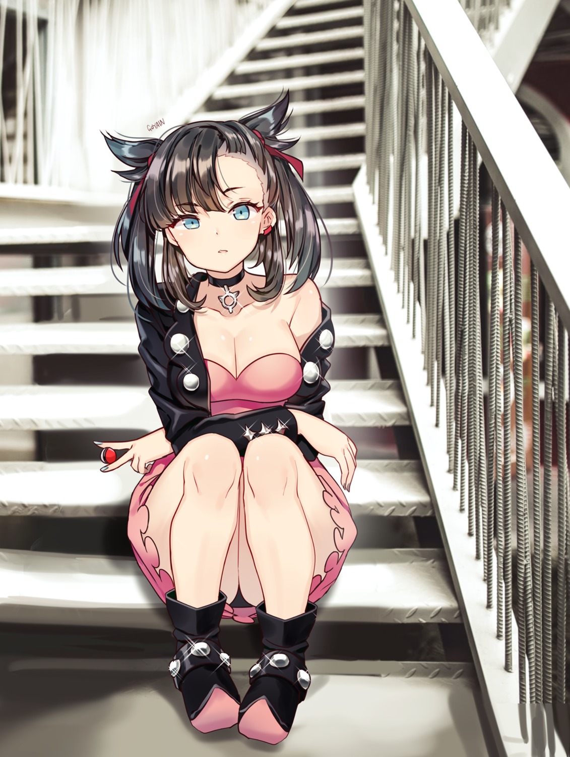 cleavage dress goyain mary_(pokemon) pantsu pokemon pokemon_swsh skirt_lift