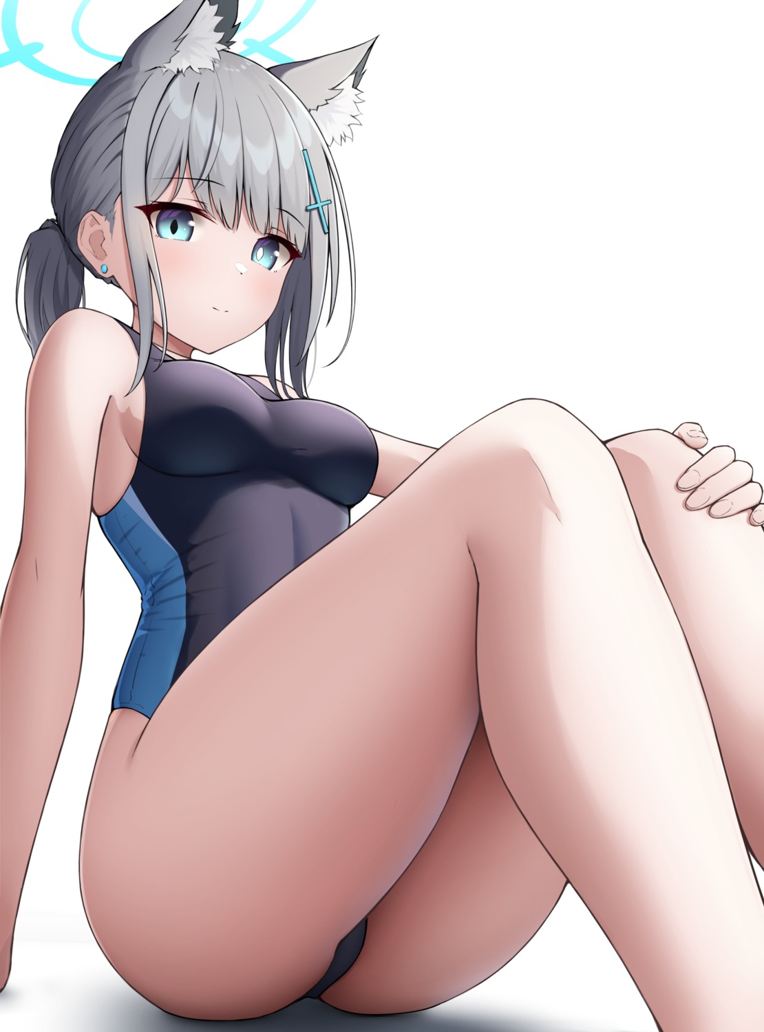 animal_ears blue_archive halo nekomimi sunaookami_shiroko swimsuits topgear