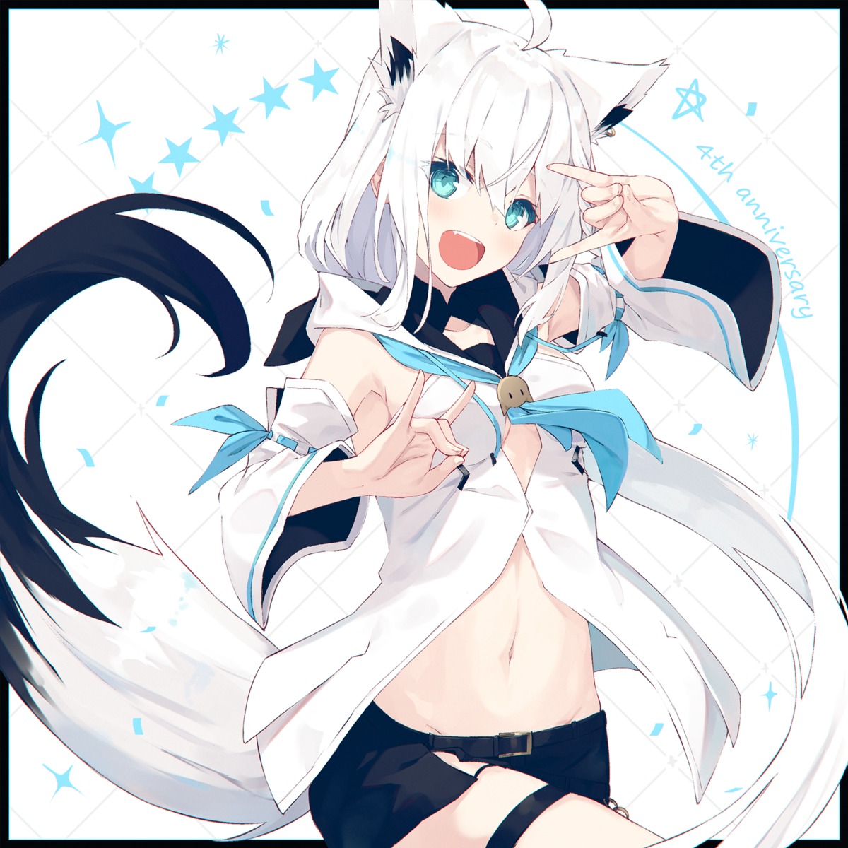 animal_ears garter hololive hololive_gamers kitsune nagishiro_mito no_bra shirakami_fubuki tail