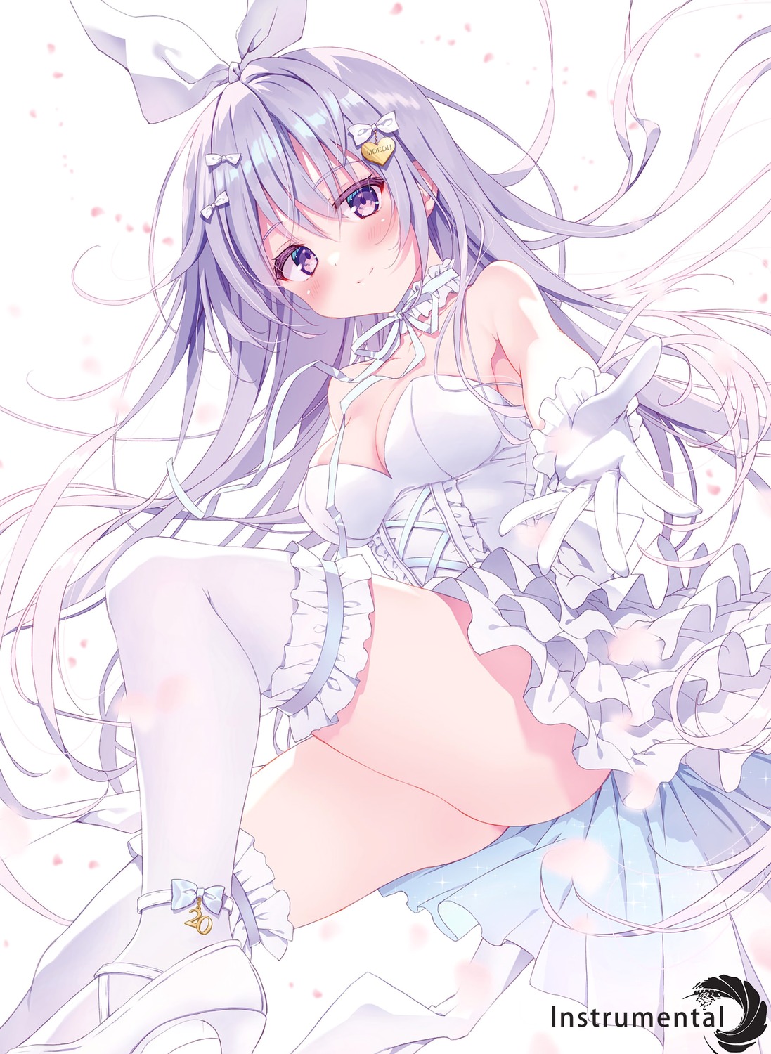 dress heels no_bra nopan ryohka skirt_lift thighhighs watermark