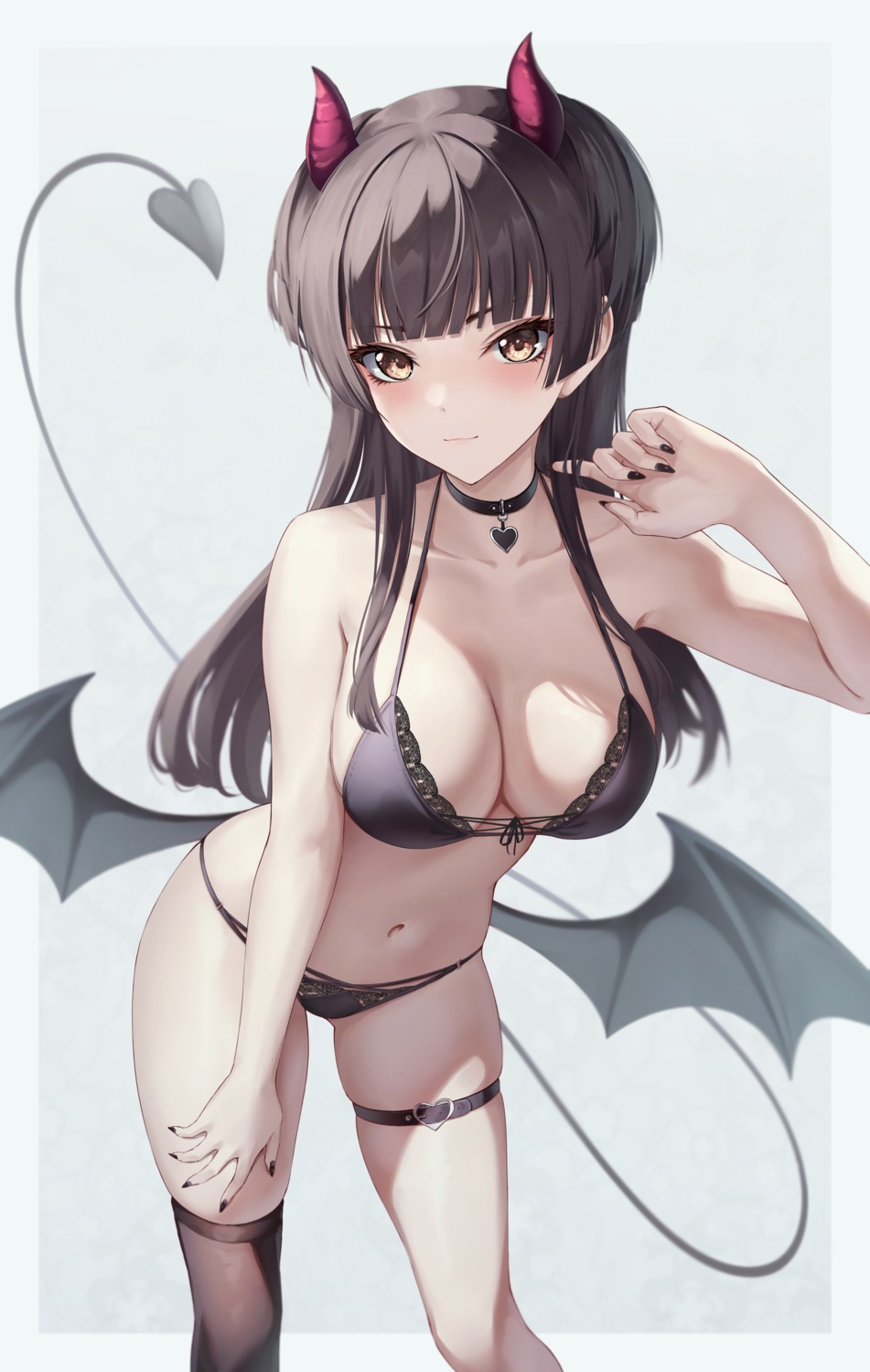 bikini devil garter horns marinesnow mayuzumi_fuyuko swimsuits tail the_idolm@ster the_idolm@ster_shiny_colors thighhighs wings