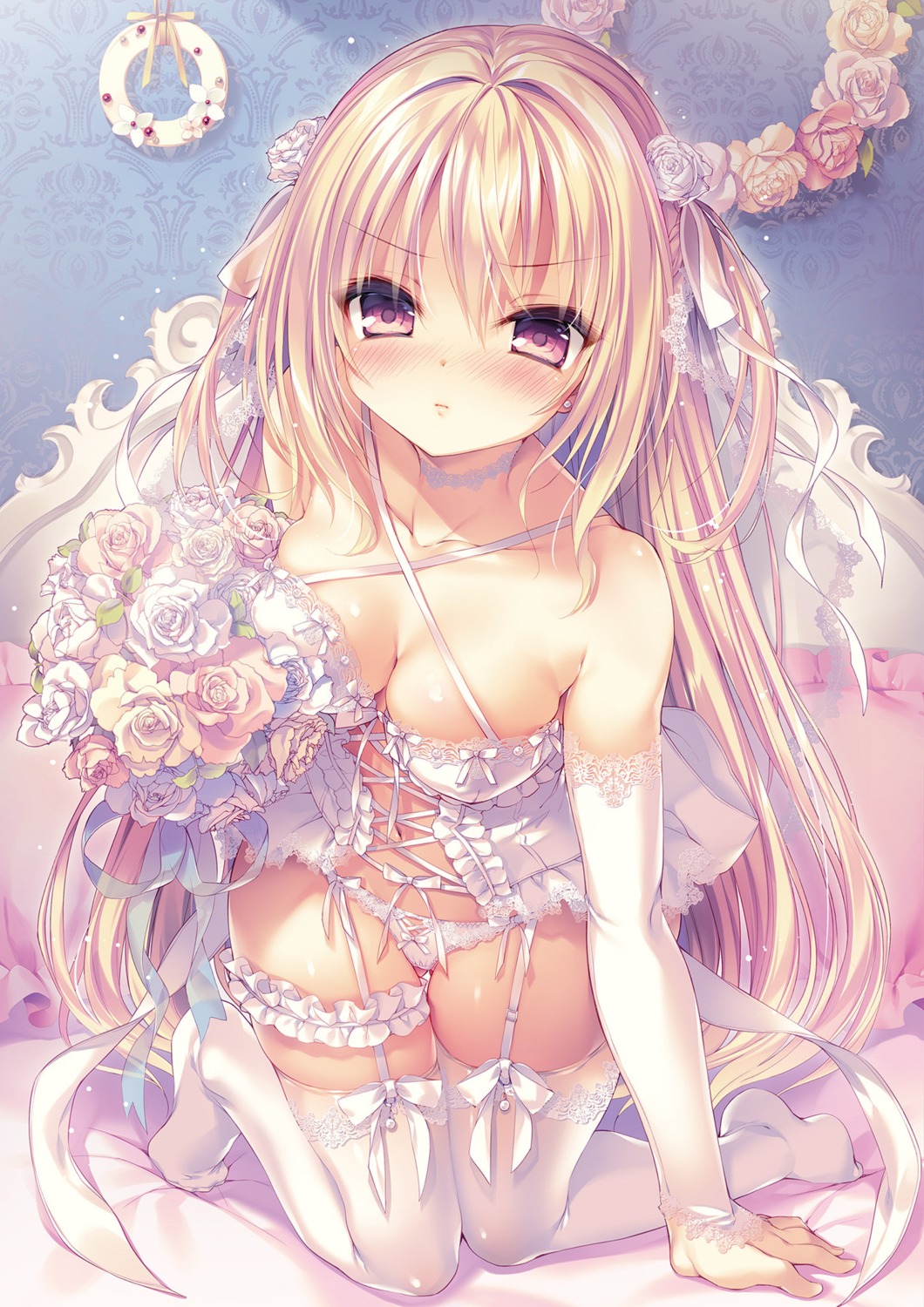 cleavage dress garter lingerie pantsu rubi-sama stockings thighhighs wedding_dress