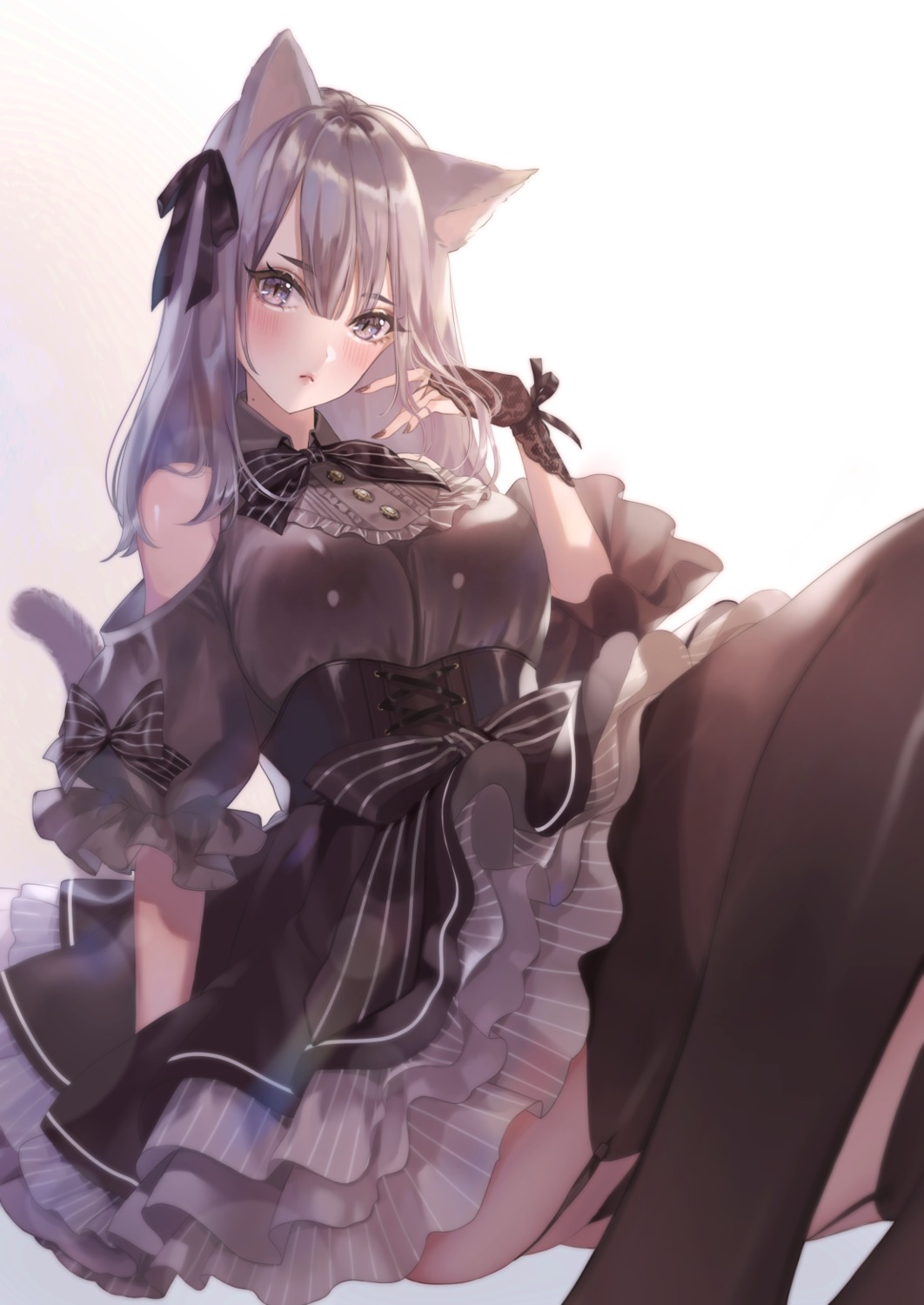 animal_ears dress magako nekomimi pantsu stockings tail thighhighs