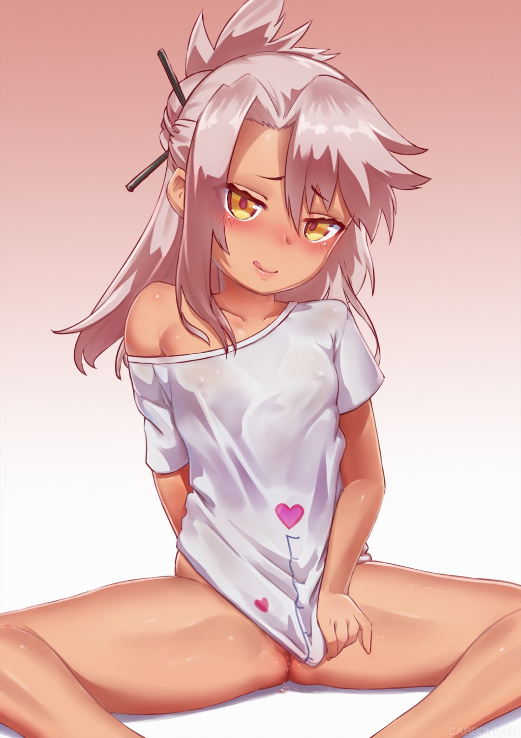 bottomless carbon12th chloe_von_einzbern erect_nipples fate/kaleid_liner_prisma_illya fate/stay_night loli no_bra pussy_juice