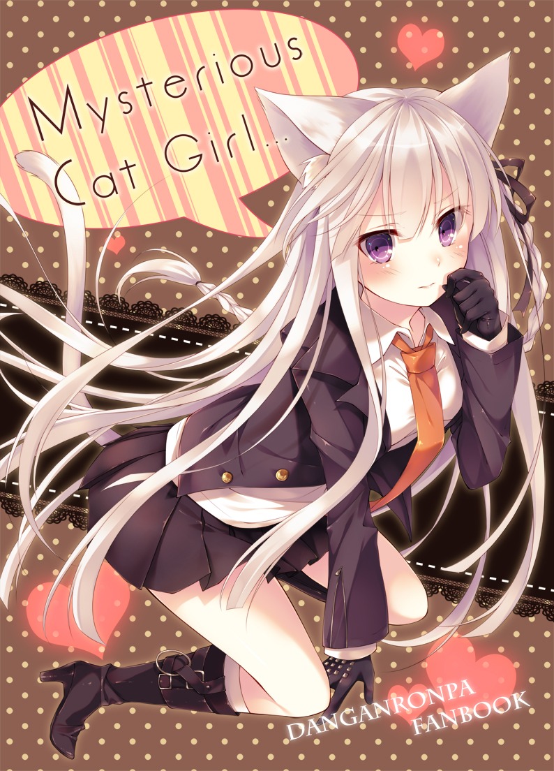 animal_ears dangan-ronpa kirigiri_kyouko nekomimi seifuku tail toosaka_asagi