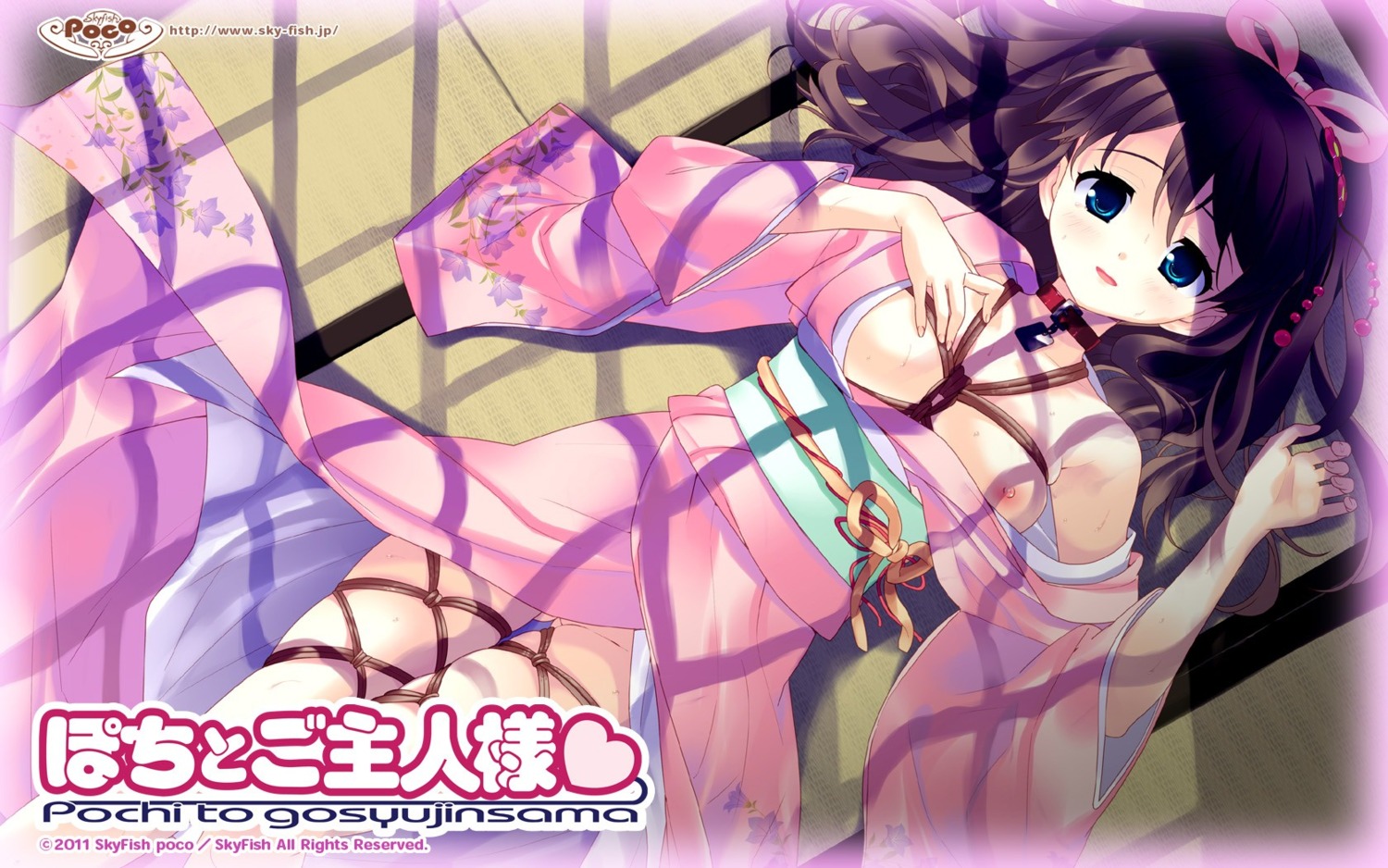 bondage hamashima_shigeo hanamadoka_shino kimono nipples no_bra nopan pochi_to_goshujin-sama skyfish_poco wallpaper