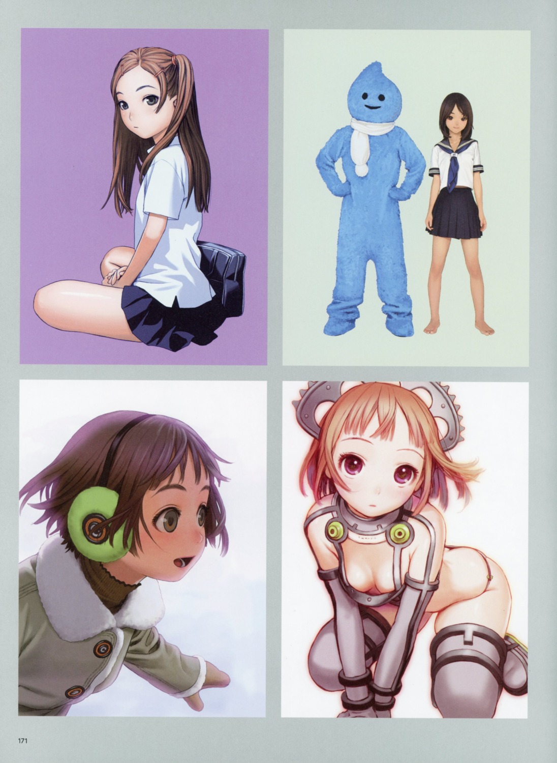 bikini_armor headphones range_murata seifuku thighhighs