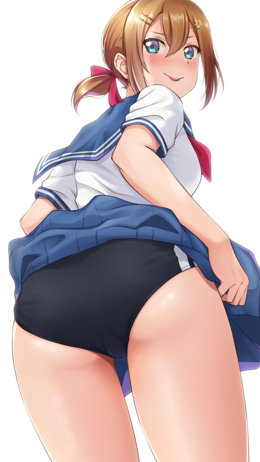 ass buruma mibushiro seifuku skirt_lift