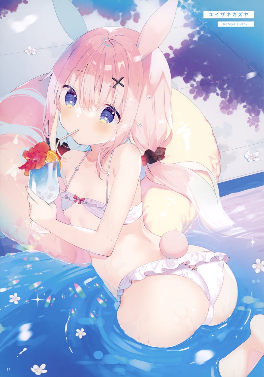 animal_ears ass bikini bunny_ears loli swimsuits tail wet yuizaki_kazuya