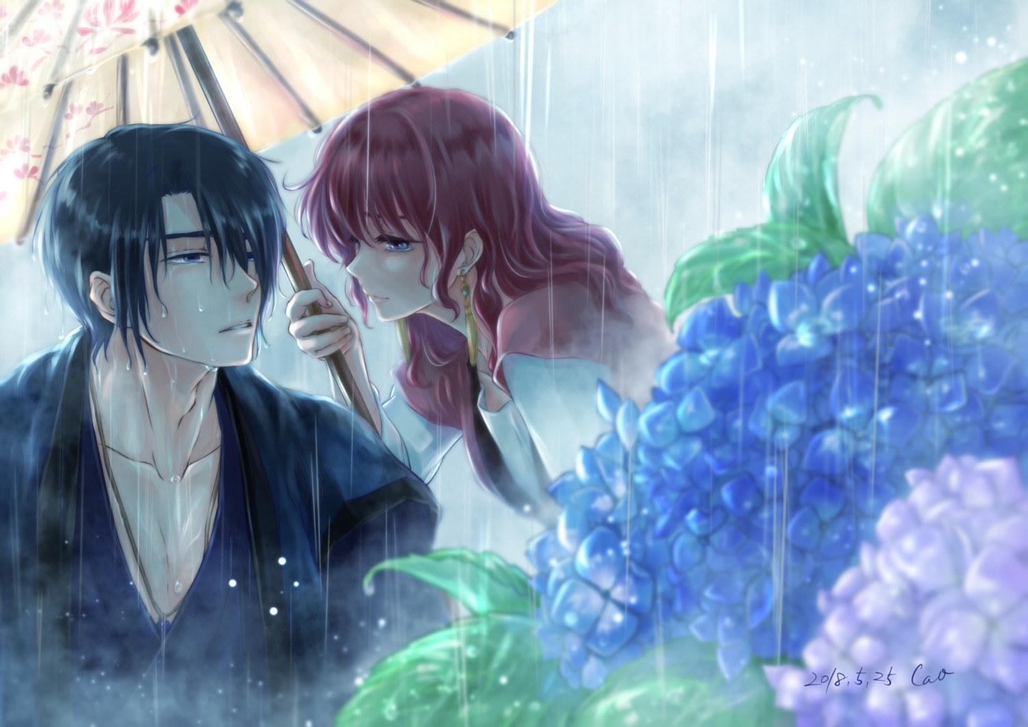 akatsuki_no_yona cao hak_son umbrella wet yona