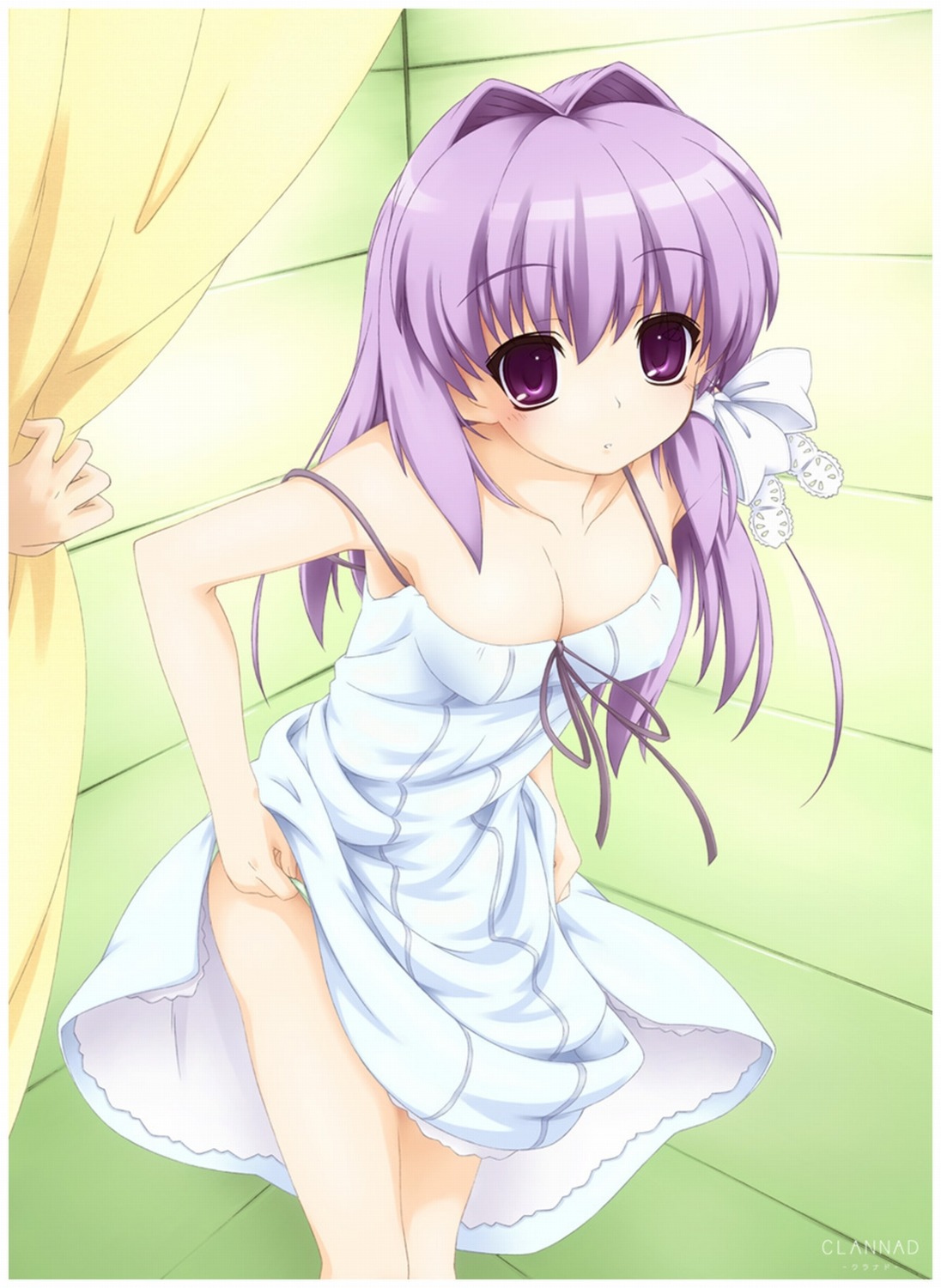 akinoko clannad cleavage fujibayashi_kyou pantsu panty_pull skirt_lift