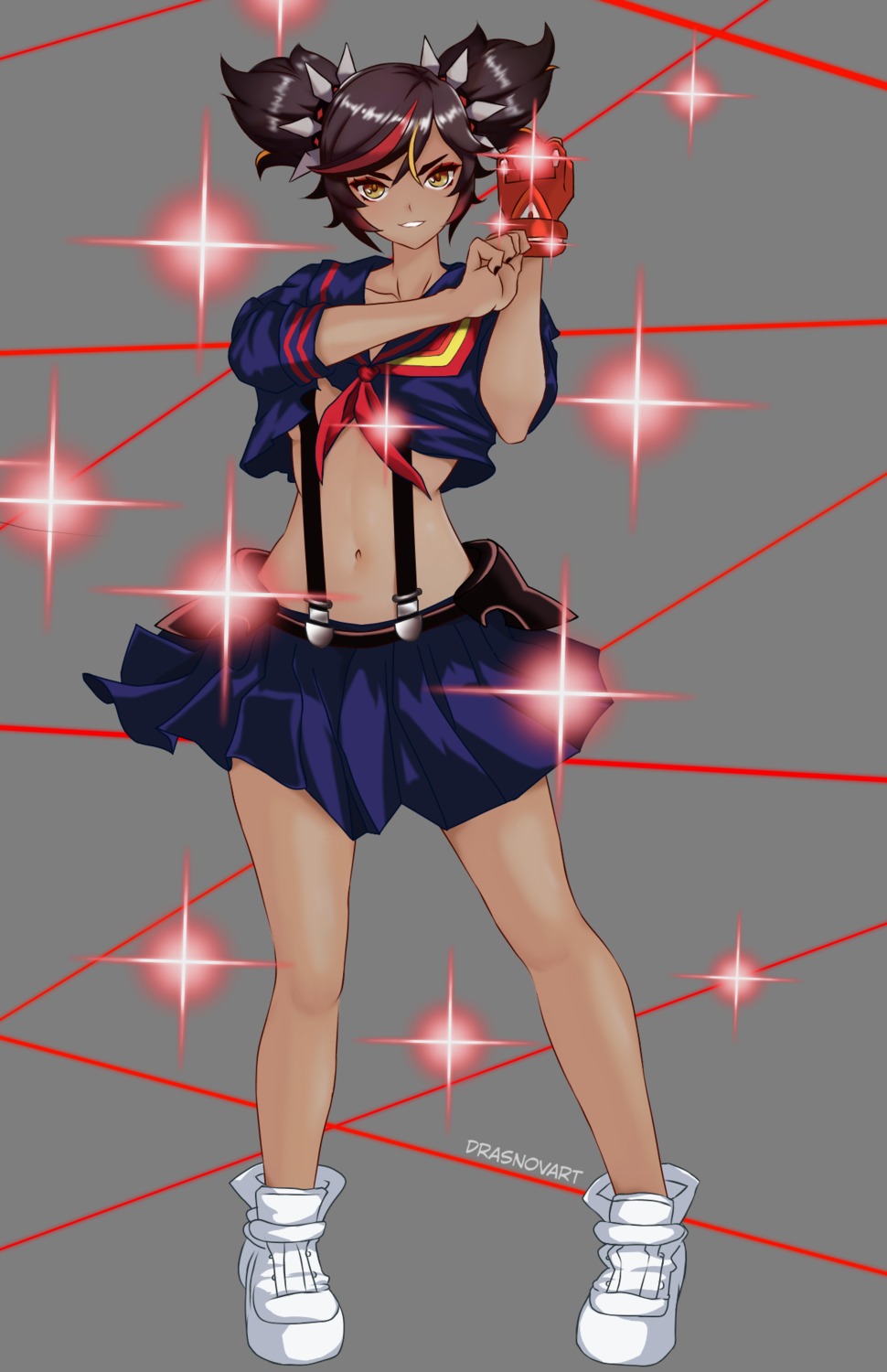 cosplay drasnovart genshin_impact kill_la_kill matoi_ryuuko seifuku skirt_lift transparent_png xinyan