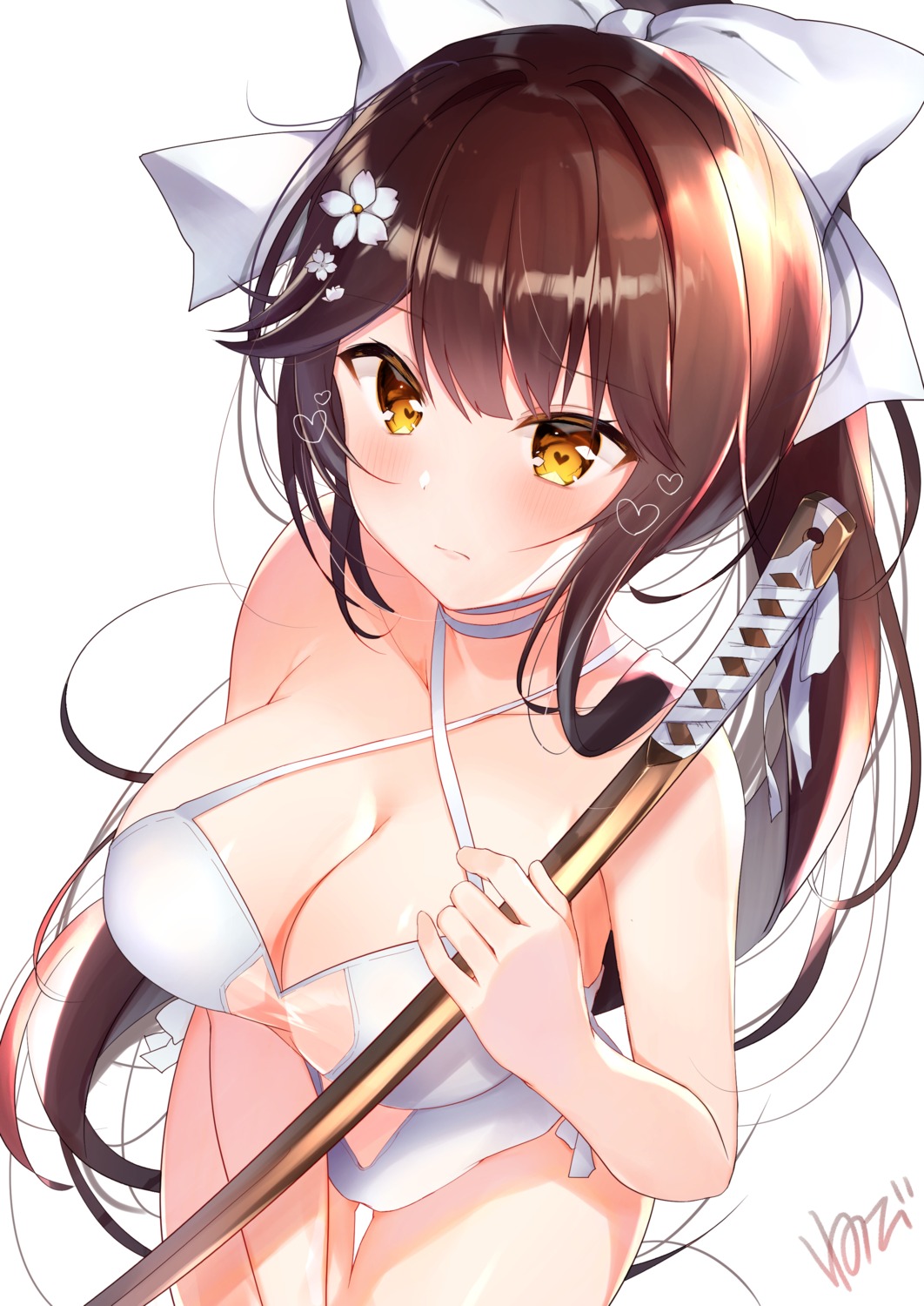 azur_lane cleavage nenobi_(nenorium) see_through swimsuits sword takao_(azur_lane)