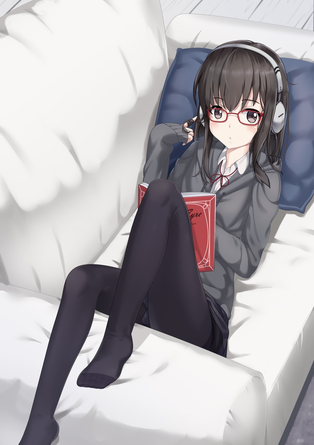 headphones megane pantyhose seifuku sweater too-ye