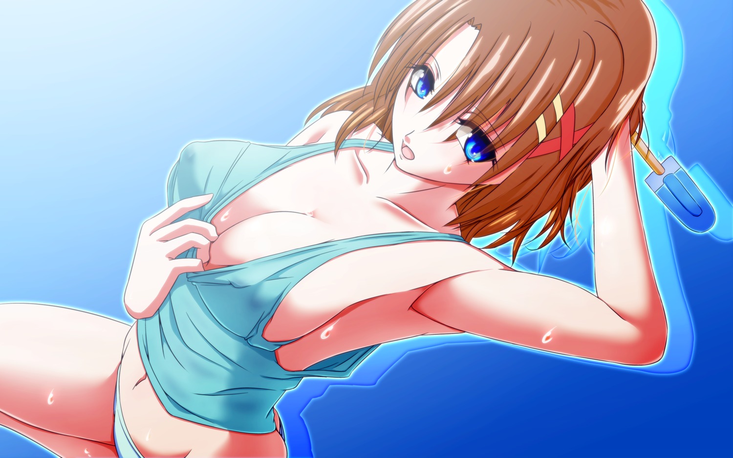 cleavage erect_nipples mahou_shoujo_lyrical_nanoha no_bra pantsu tappa yagami_hayate