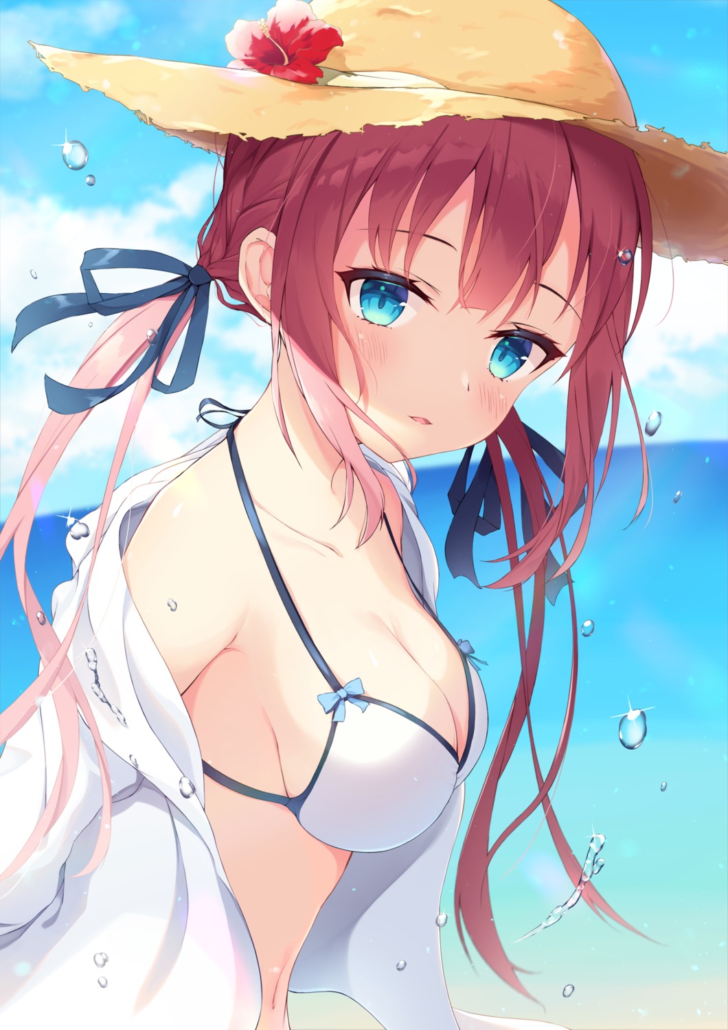 bikini_top cleavage open_shirt swimsuits yumenone_(conectarts)