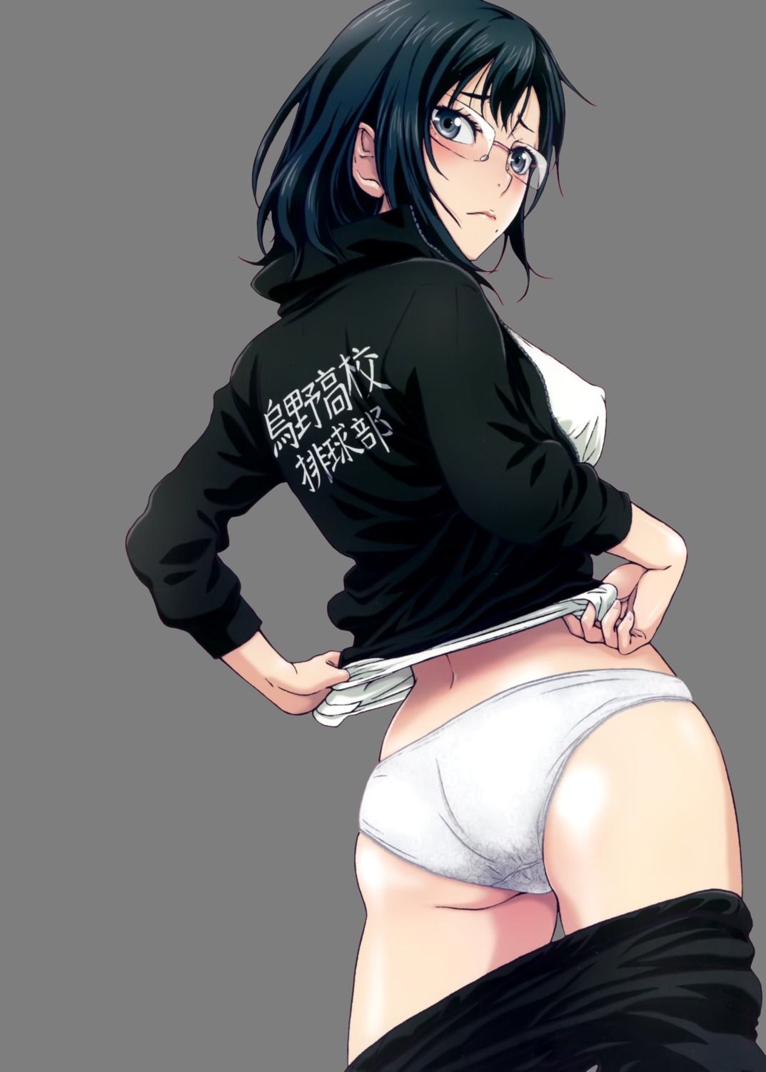 ass erect_nipples gym_uniform haikyuu!! megane nanno_koto pantsu shimizu_kiyoko shirt_lift studio_pal transparent_png