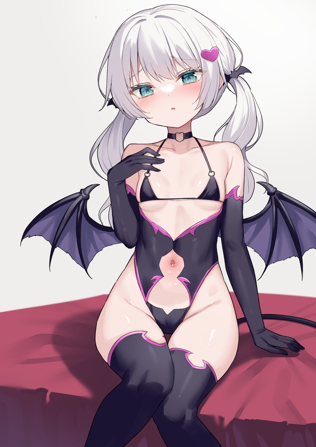 alexmaster bikini_top cameltoe devil loli swimsuits tail thighhighs wings